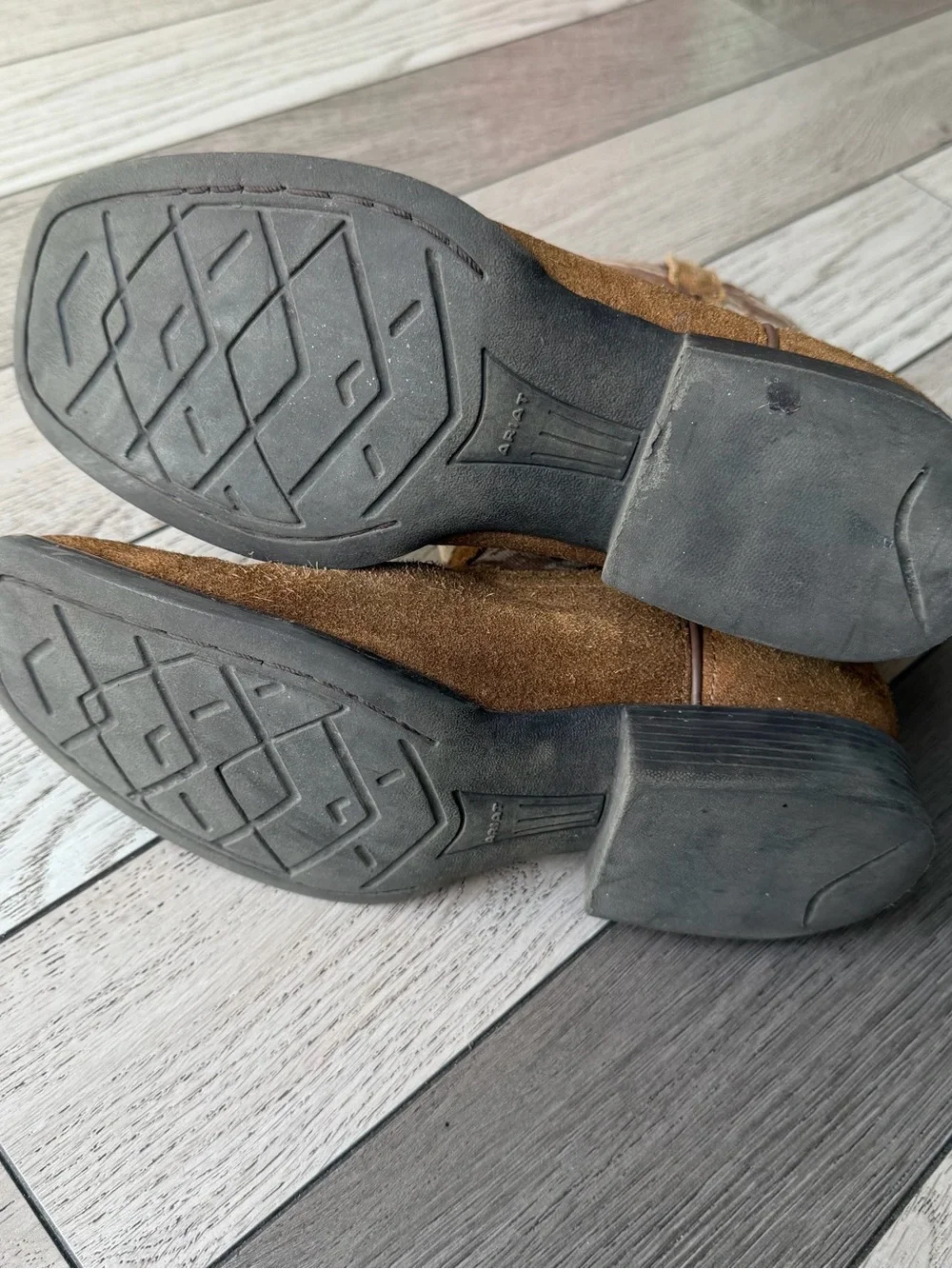 Ariat Kids Brown Suede & Tan Textile Western Boots size 4